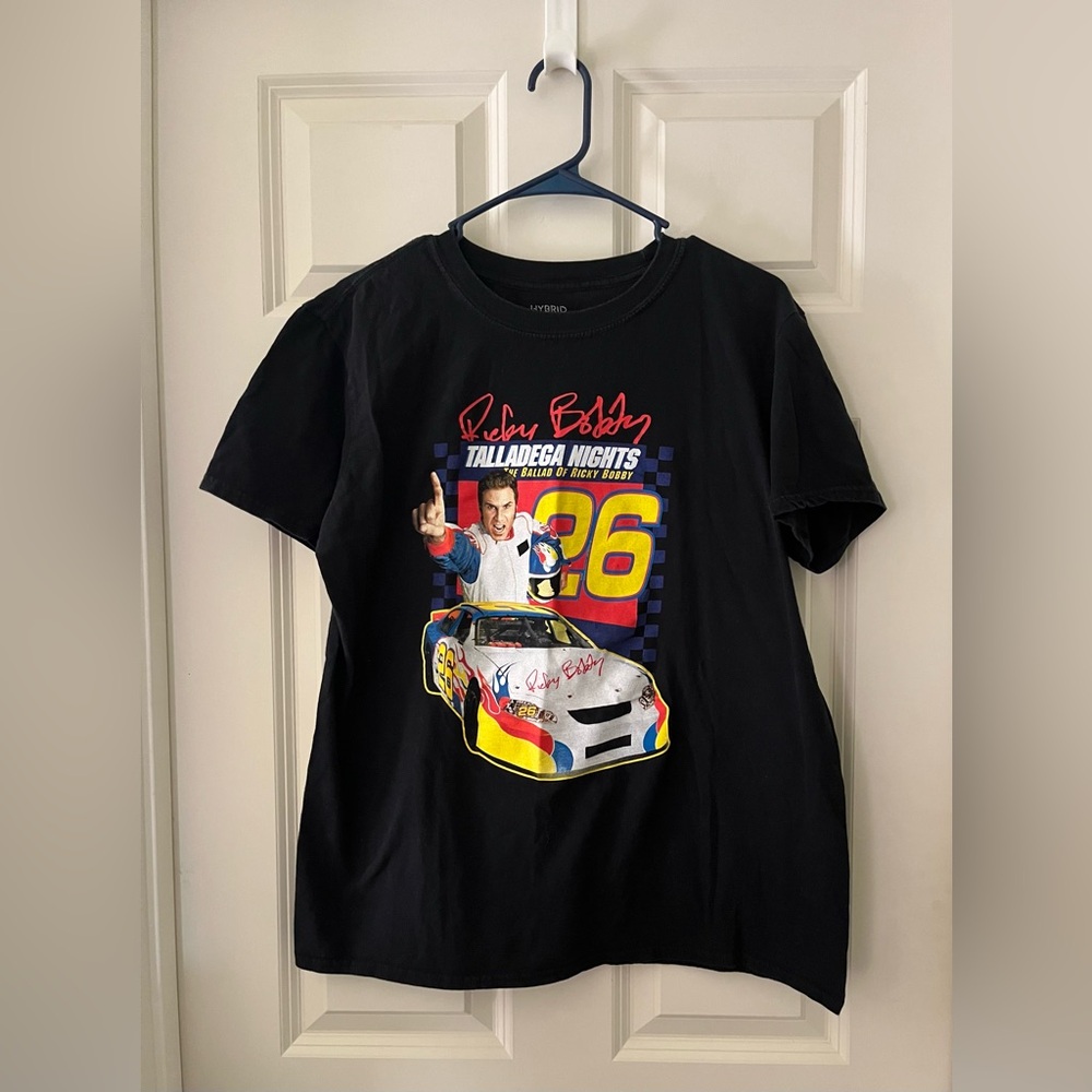 Men’s Hybrid Talladega Nights Ricky Bobby Black T-Shirt Will Ferrell Size M